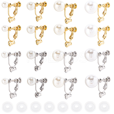 16Pcs 8 Styles 316 Surgical Stainless Steel Clip-on Earring Converters Findings STAS-SC0010-36-1