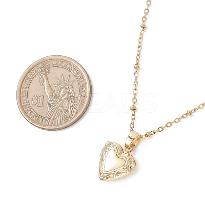 Brass Heart Locket Photo Pendant 304 Stainless Steel Satellite Chain Necklaces for Women NJEW-JN05734-1