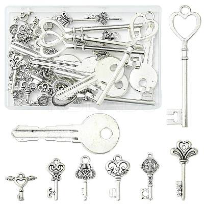 40Pcs 8 Styles Tibetan Style Alloy Pendants TIBEP-FS0001-44-1