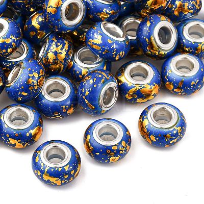 Opaque Resin Rondelle European Beads RESI-Z046-01H-1