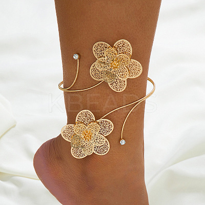 Hollow Out Flower Alloy Crystal Rhinestone Anklets for Women FS-WGF92CE-01-1