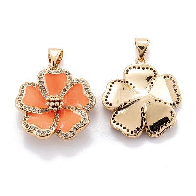 Real 18K Gold Plated Brass Micro Pave Clear Cubic Zirconia Beads Pendants ZIRC-M114-32G-1