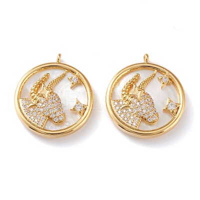 Real 18K Gold Plated Brass Micro Pave Clear Cubic Zirconia Pendants ZIRC-J039-14G-F-1