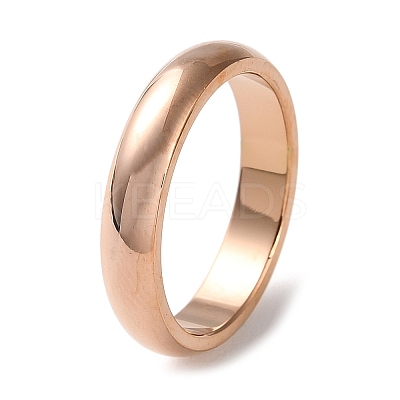 Ion Plating(IP) 304 Stainless Steel Simple Plain Band Finger Ring for Women Men RJEW-F152-03RG-1