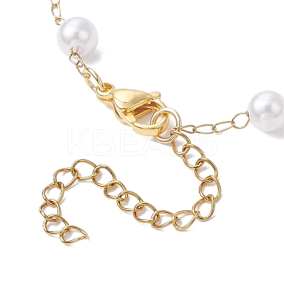 Round ABS Imitation Pearl Beads Link Chain Bracelet Making AJEW-JB01301-1