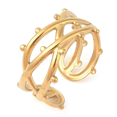 Ion Plating(IP) 304 Stainless Steel Open Cuff Rings for Women RJEW-Z057-10G-01-1