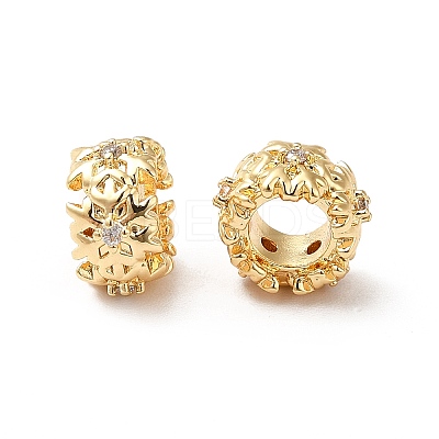 Brass Micro Pave Cubic Zirconia European Beads KK-M233-44G-1