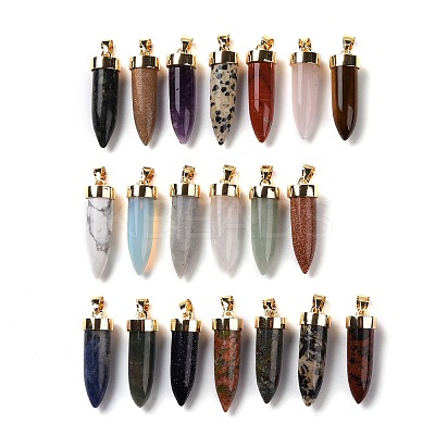 Natural & Synthetic Mixed Gemstone Pointed Pendants G-C023-12-1