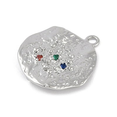 Brass Micro Pave Cubic Zirconia Pendants KK-Z075-14P-1