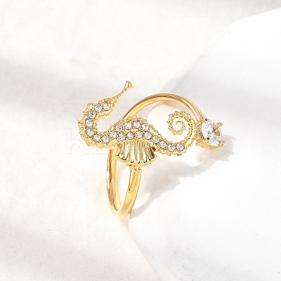 304 Stainless Steel Micro Pave Cubic Zirconia Cuff Open Rings RJEW-Z130-01G-01-1
