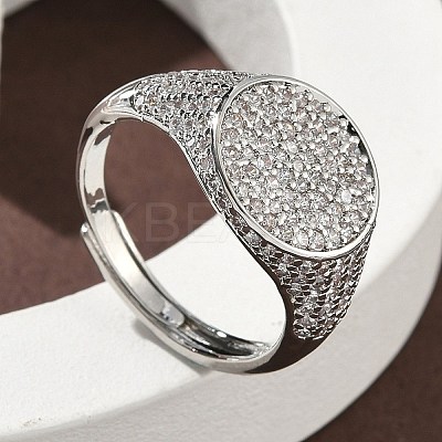 Brass Micro Pave Cubic Zirconia Cuff Rings for Women RJEW-A069-13P-03-1