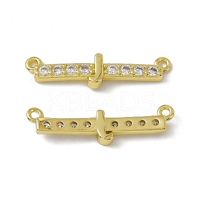 Rack Plating Brass Micro Pave Clear Cubic Zirconia Connector Charms KK-C007-37G-J-1