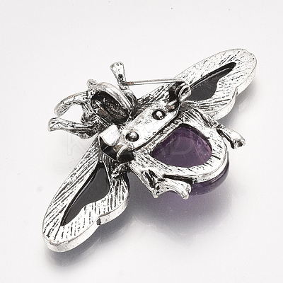 Natural Amethyst Brooches/Pendants G-S353-08J-1