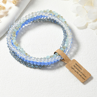 4Pcs Faceted Electroplated Glass Round Beaded Stretch Bracelet Set for Women WGB8DC2-06-1