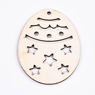 Undyed Natural Wooden Big Pendants WOOD-S058-009-1