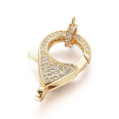 Brass Micro Pave Cubic Zirconia Lobster Claw Clasps ZIRC-F109-07G-1