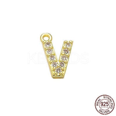 Real 18K Gold Plated 925 Sterling Silver Micro Pave Clear Cubic Zirconia Charms STER-P054-10G-V-1