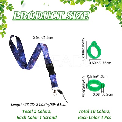 2Pcs 2 Colors Anti-Lost Neck Silicone Ring Neck Lanyards AJEW-GF0006-75-1