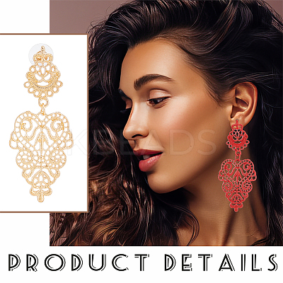4 Pairs 4 Colors Alloy Dangle Stud Earrings for Women EJEW-AN0003-92-1
