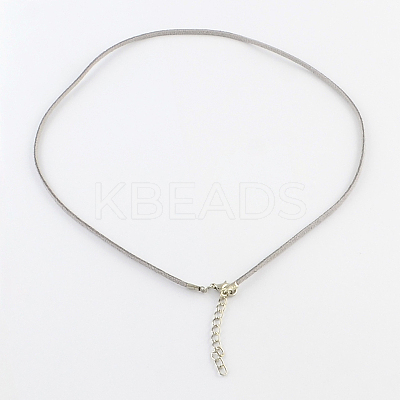 2mm Faux Suede Cord Necklace Making with Iron Chains & Lobster Claw Clasps NCOR-R029-08-1