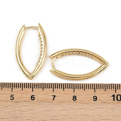 Brass Micro Pave Clear Cubic Zirconia Horse Eye Hoop Earrings EJEW-G446-04A-G-1