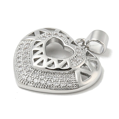 Rack Plating Brass Micro Pave Cubic Zirconia Pendants KK-F869-04P-1