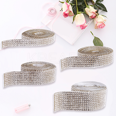 4 Yards 4 Styles Self Adhesive Resin Rhinestone Tape DIY-CY0002-04-1
