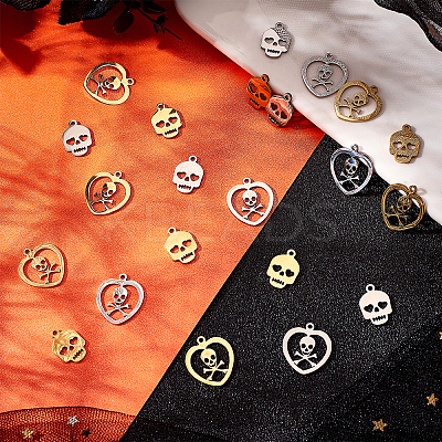 24Pcs 4 Style 201 Stainless Steel Charms STAS-DC0008-59-1
