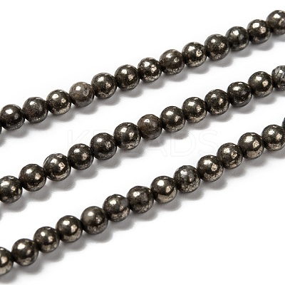 Natural Pyrite Beads Strands G-L031-4mm-01-1