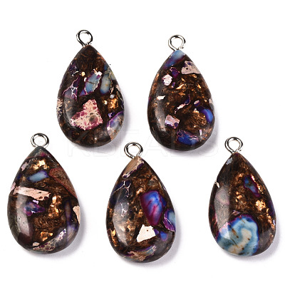 Assembled Natural Bronzite and Synthetic Imperial Jasper Pendants G-N330-014-D01-1
