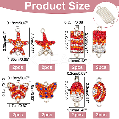 16Pcs 8 Style Rack Plating Alloy Connector Charms FIND-AR0001-64-1