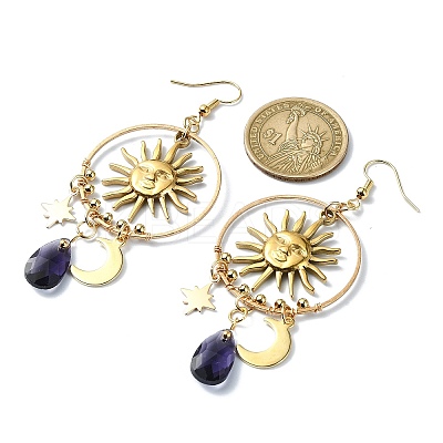 Sun & Moon & Star Alloy Chandelier Earrings EJEW-TA00329-1