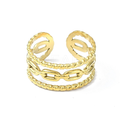 Ion Plating(IP) 304 Stainless Steel Open Cuff Ring RJEW-L109-035G-1