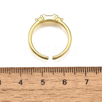 Brass Micro Pave Cubic Zirconia Cuff Rings for Women RJEW-H247-22G-1