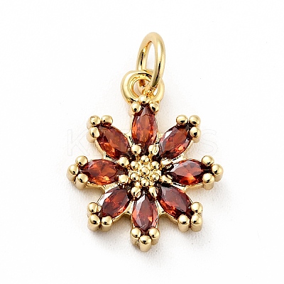 Rack Plating Brass Micro Pave Cubic Zirconia Charms ZIRC-F129-34D-G-1