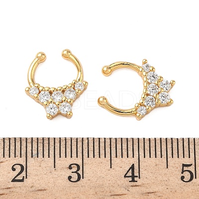 Brass Pave Clear Cubic Zirconia Circular/Horseshoe Barbell Nose Rings EJEW-D337-18B-G-1