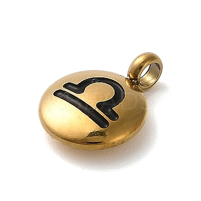 304 Stainless Steel Black Enamel Charms STAS-R009-02G-11-1