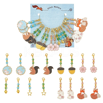 Sakura Flower/Star/Puffed Heart Pendant Stitch Markers HJEW-AB00484-1