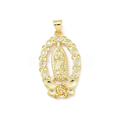 Brass Micro Pave Clear Cubic Zirconia Pendants KK-B141-29G-1