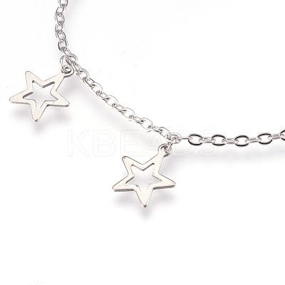Tarnish Resistant 304 Stainless Steel Charm Bracelets BJEW-G596-13P-1