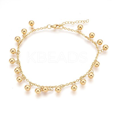 Ion Plating(IP) 304 Stainless Steel Charm Anklets AJEW-P069-06G-1