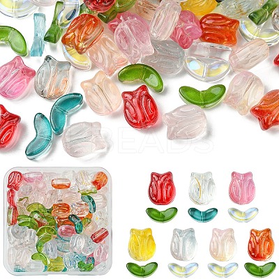 100Pcs 2 Styles Transparent Glass Beads GLAA-YW0003-44-1