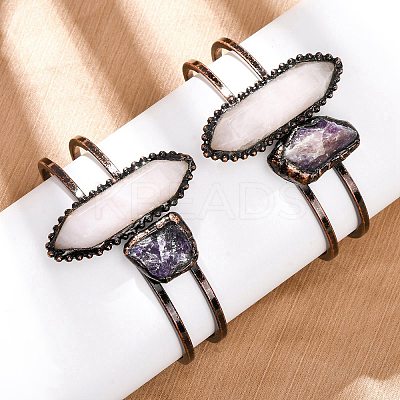 Natural Rose Quartz & Amethyst Beads Bangeles G-B150-05R-06-1