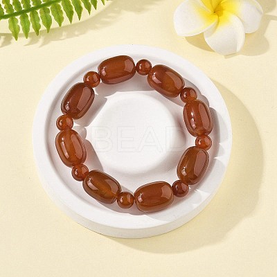 Natural Carnelian Bead Stretch Bracelets G-P570-01G-1
