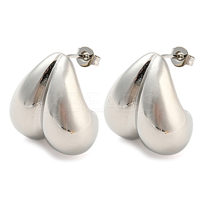 Rack Plating Brass Heart Stud Earrings EJEW-P242-01P-1