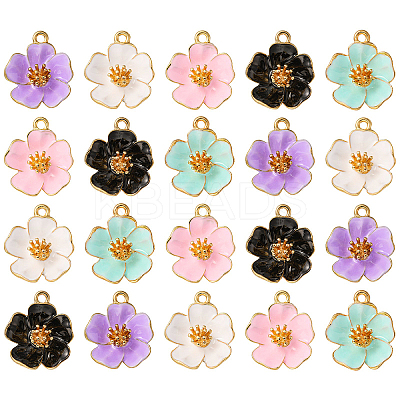 25Pcs 5 Colors Alloy Enamel Pendants ENAM-CJ0003-60-1