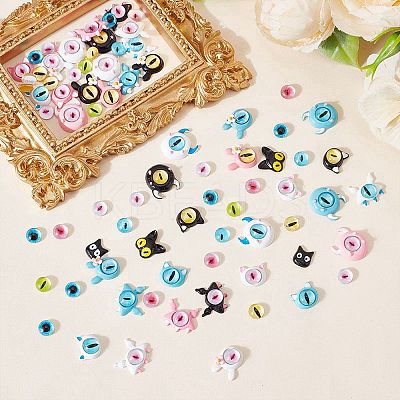 126Pcs 28 Styles Spray Printed Alloy Cabochons MRMJ-AR0001-25-1