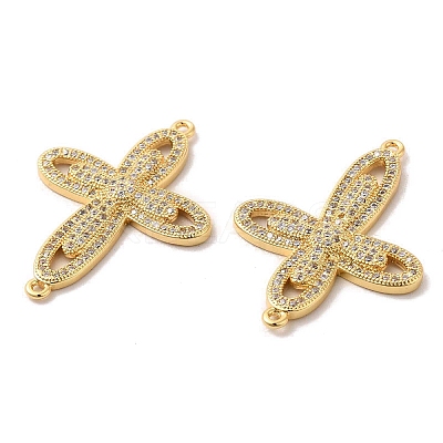 Brass Micro Pave Clear Cubic Zirconia Connetor Charms KK-A180-10G-1
