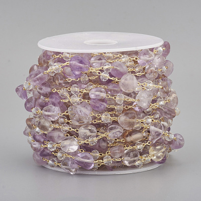 Handmade Natural Amethyst Beaded Chains CHC-I031-11B-1
