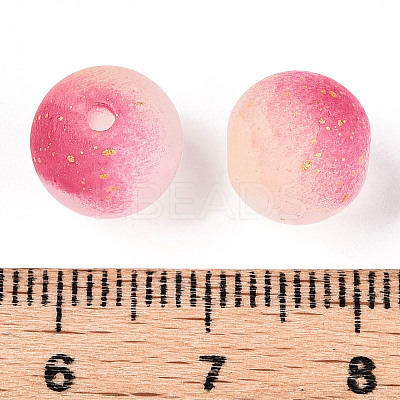 Frosted Baking Paint Crackle Glass Beads with Glitter Powder DGLA-T004-01H-1